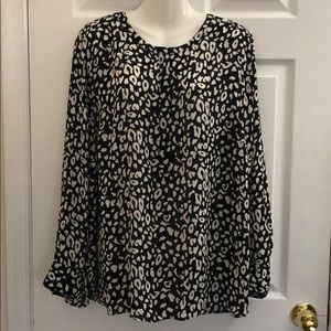 Black and white animal print chiffon style blouse
